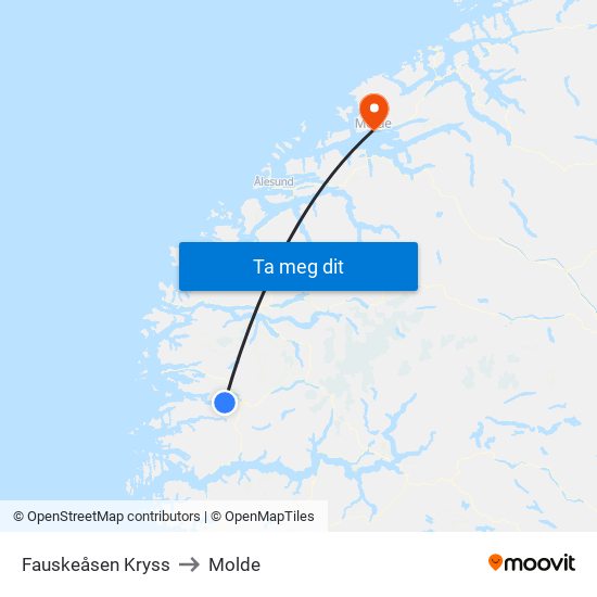 Fauskeåsen Kryss to Molde map