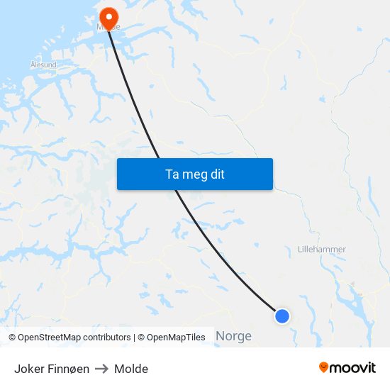Joker Finnøen to Molde map