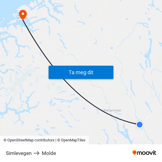 Simlevegen to Molde map