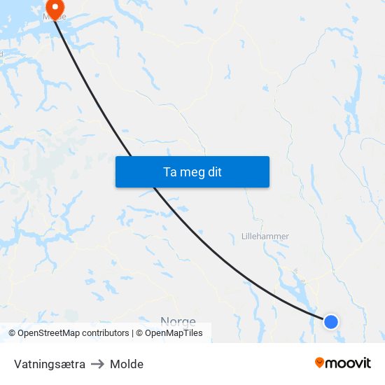 Vatningsætra to Molde map
