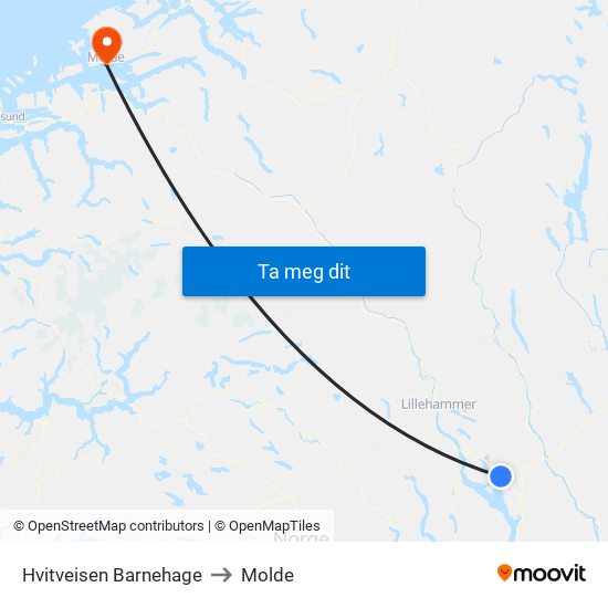 Hvitveisen Barnehage to Molde map