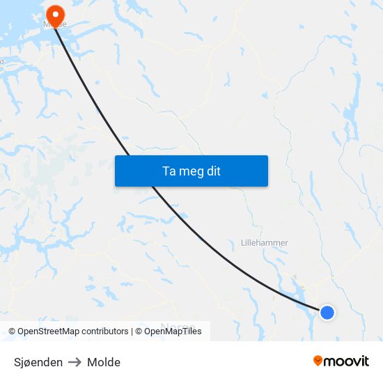 Sjøenden to Molde map
