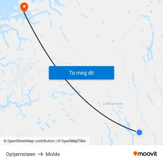 Optjernstøen to Molde map