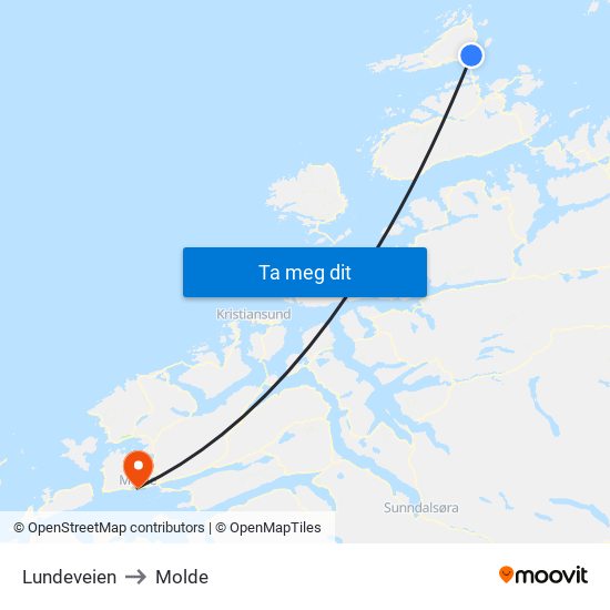 Lundeveien to Molde map