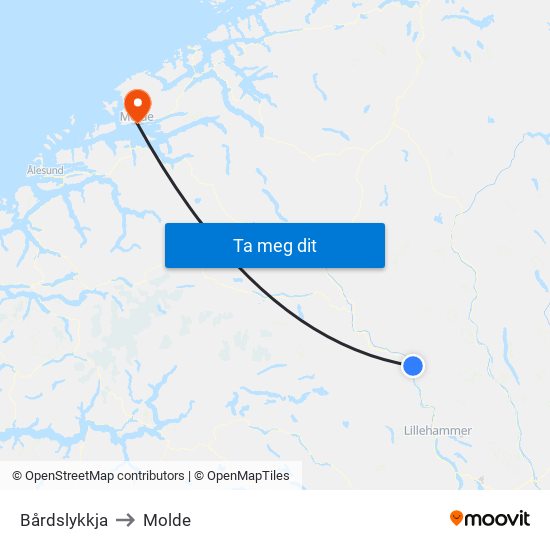 Bårdslykkja to Molde map