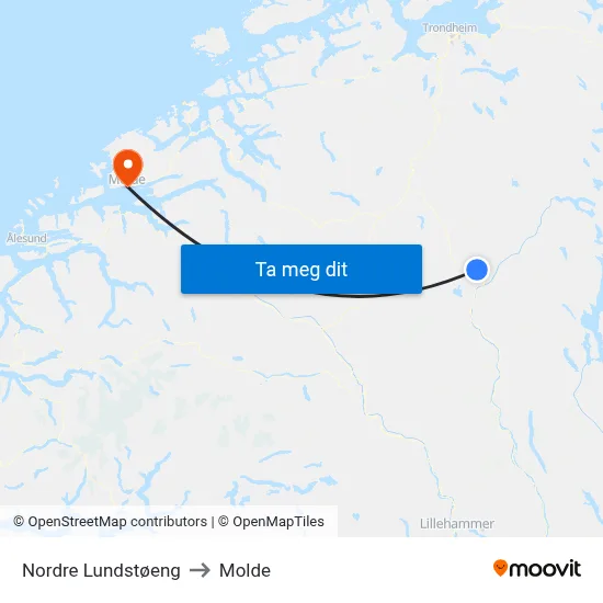 Nordre Lundstøeng to Molde map