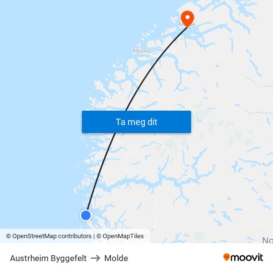 Austrheim Byggefelt to Molde map