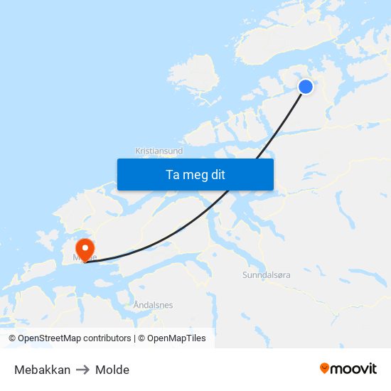 Mebakkan to Molde map