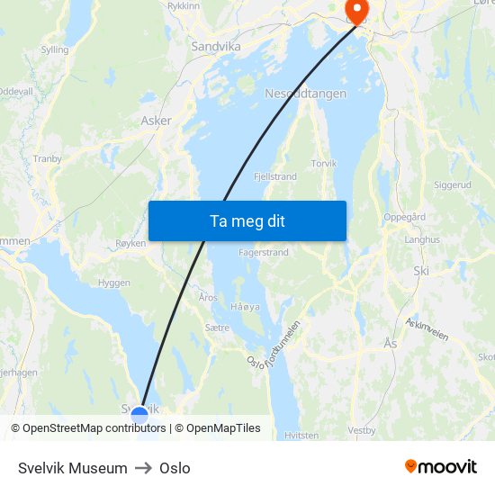 Svelvik Museum to Oslo map