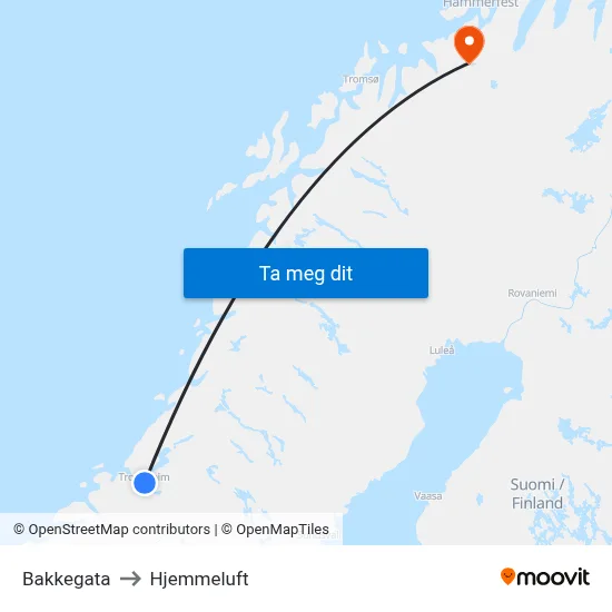 Bakkegata to Hjemmeluft map