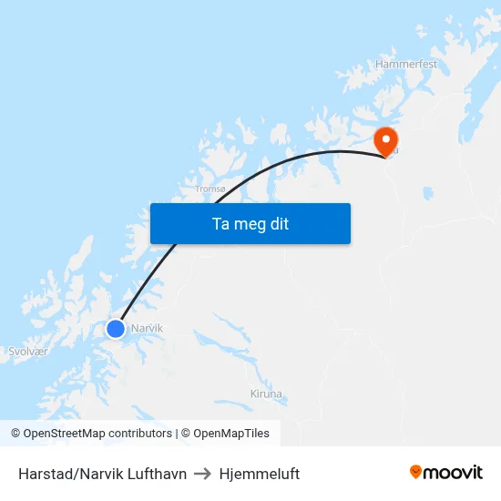 Harstad/Narvik Lufthavn to Hjemmeluft map