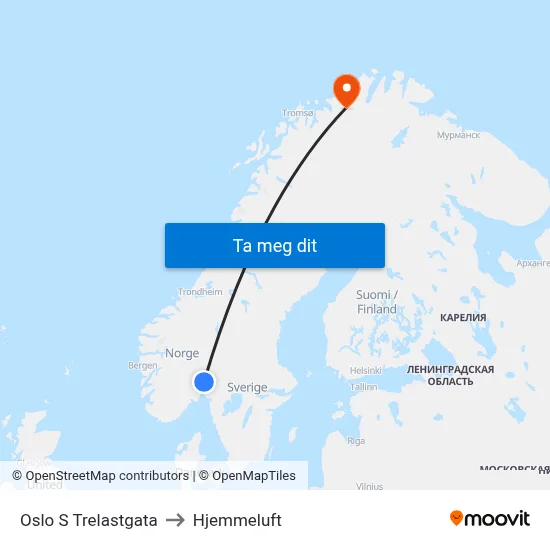 Oslo S Trelastgata to Hjemmeluft map