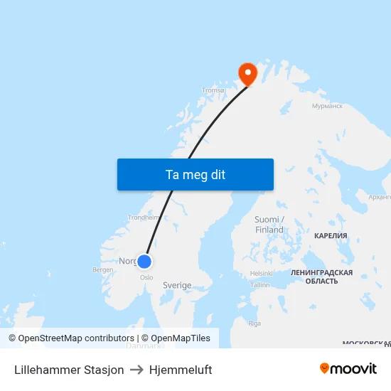 Lillehammer Stasjon to Hjemmeluft map