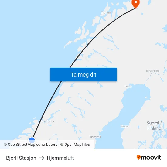 Bjorli Stasjon to Hjemmeluft map