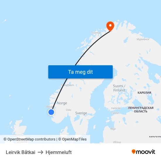 Leirvik Båtkai to Hjemmeluft map