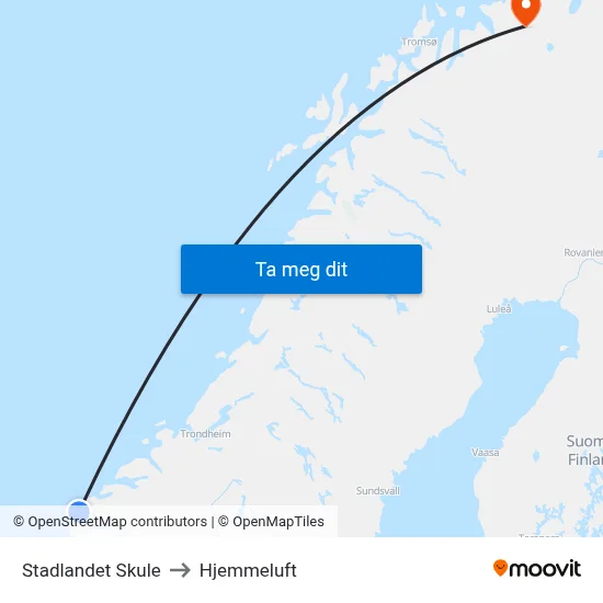 Stadlandet Skule to Hjemmeluft map