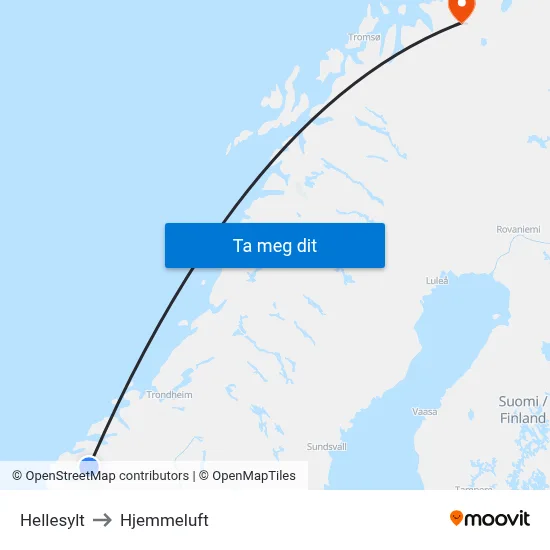 Hellesylt to Hjemmeluft map