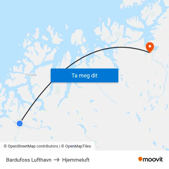 Bardufoss Lufthavn to Hjemmeluft map
