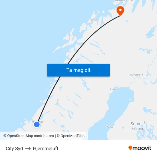 City Syd to Hjemmeluft map