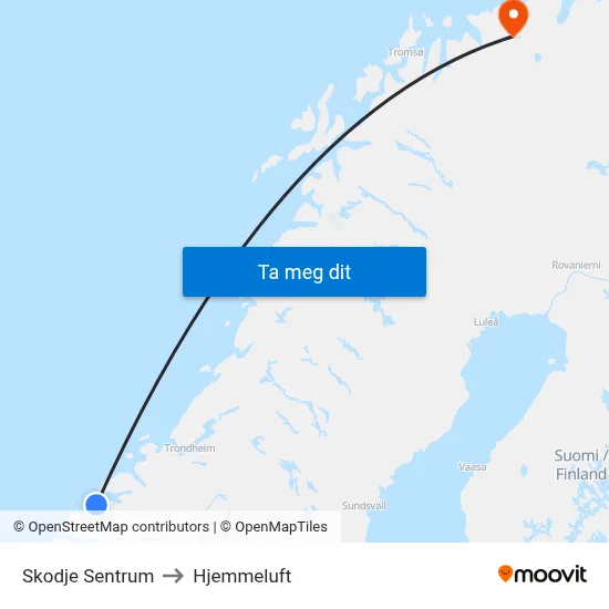 Skodje Sentrum to Hjemmeluft map