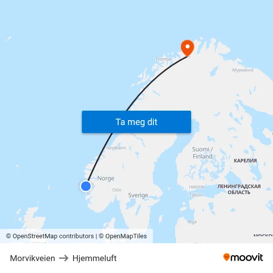Morvikveien to Hjemmeluft map