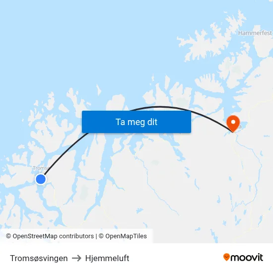 Tromsøsvingen to Hjemmeluft map