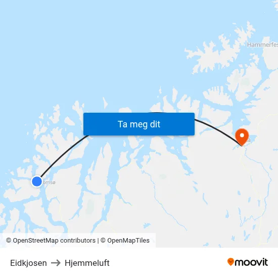 Eidkjosen to Hjemmeluft map