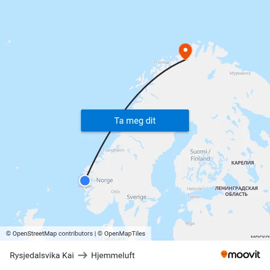 Rysjedalsvika Kai to Hjemmeluft map