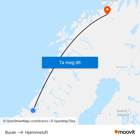 Buran to Hjemmeluft map