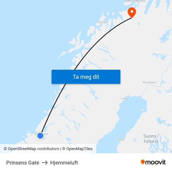 Prinsens Gate to Hjemmeluft map