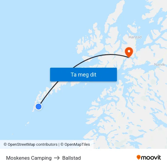 Moskenes Camping to Ballstad map