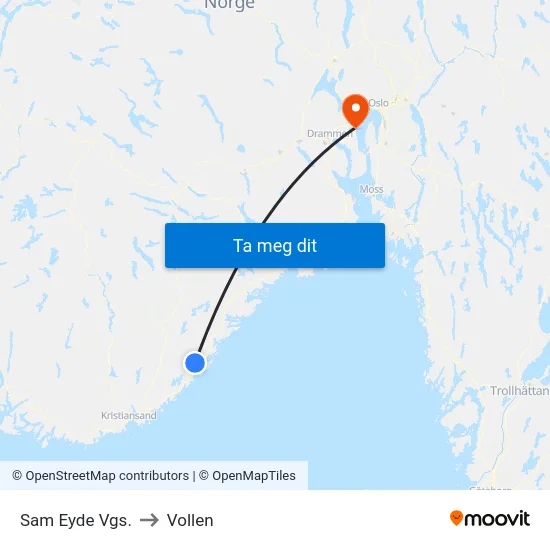 Sam Eyde Vgs. to Vollen map