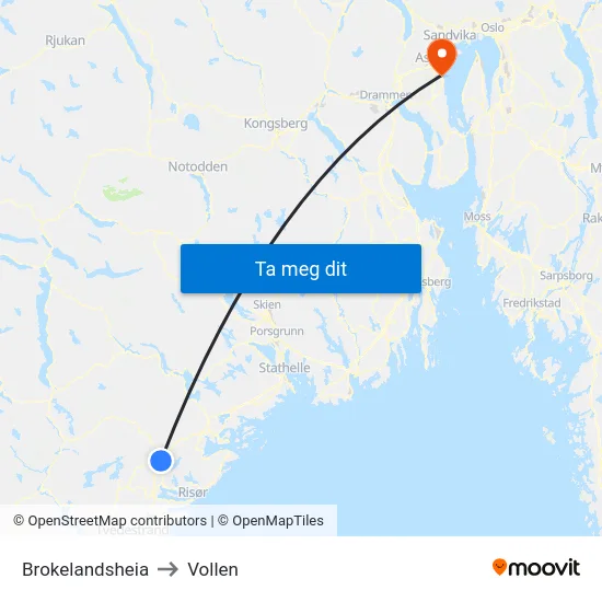 Brokelandsheia to Vollen map