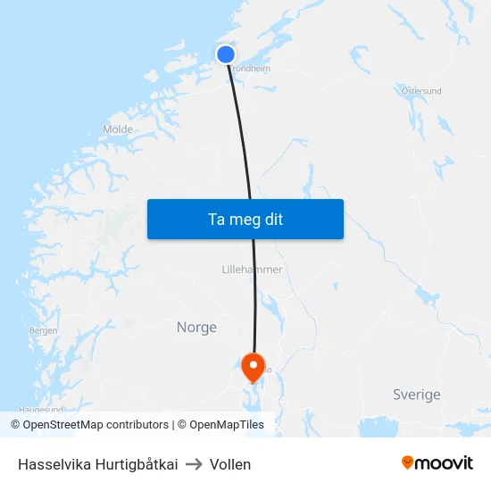 Hasselvika Hurtigbåtkai to Vollen map