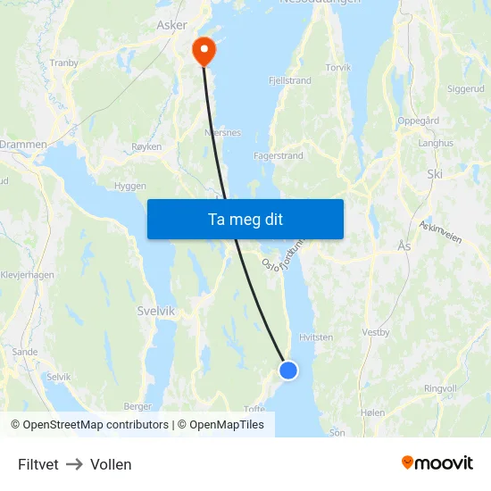 Filtvet to Vollen map