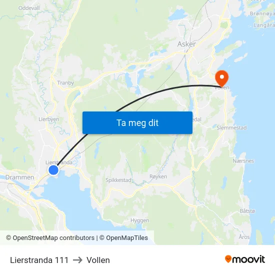 Lierstranda 111 to Vollen map