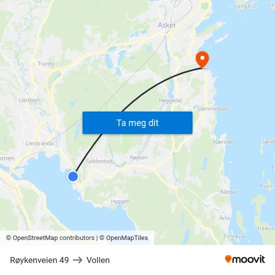 Røykenveien 49 to Vollen map