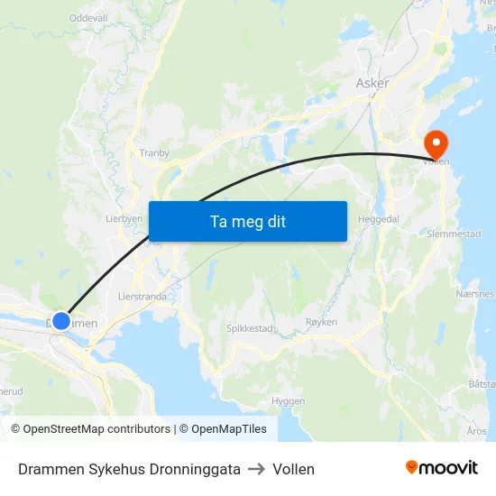 Dronninggata to Vollen map