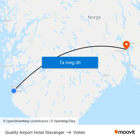 Quality Airport Hotel Stavanger to Vollen map