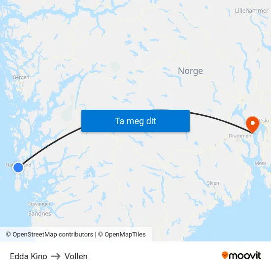 Edda Kino to Vollen map