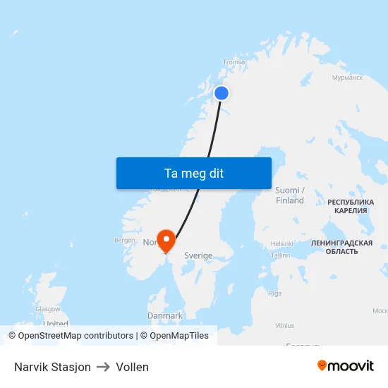 Narvik Stasjon to Vollen map