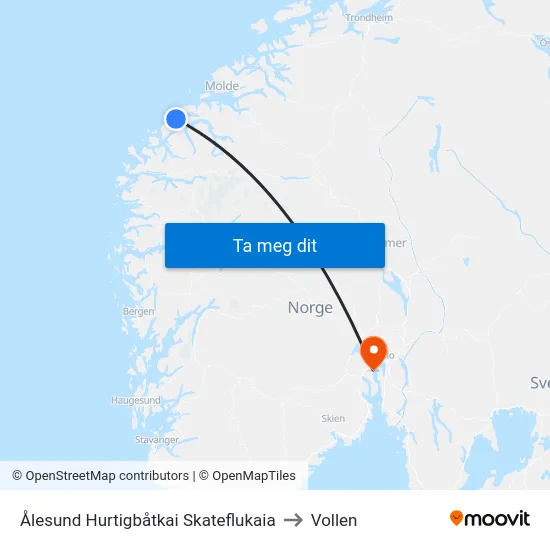 Ålesund Hurtigbåtkai Skateflukaia to Vollen map