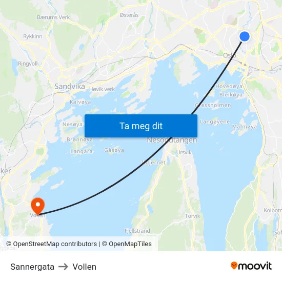Sannergata to Vollen map