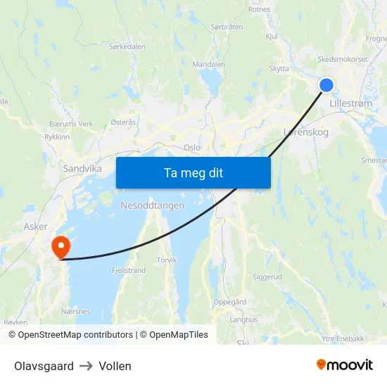 Olavsgaard to Vollen map