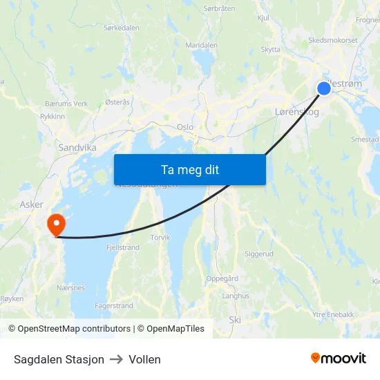 Sagdalen Stasjon to Vollen map