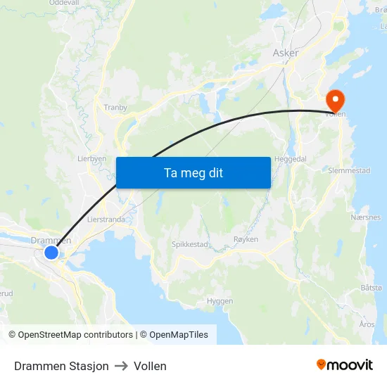Drammen Stasjon to Vollen map