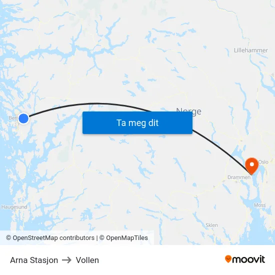 Arna Stasjon to Vollen map