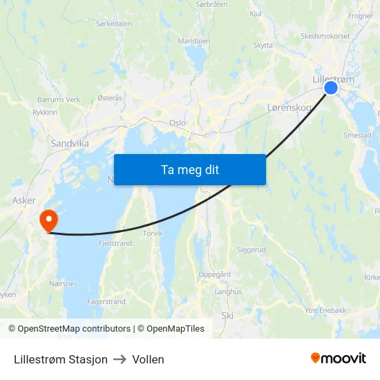 Lillestrøm Stasjon to Vollen map