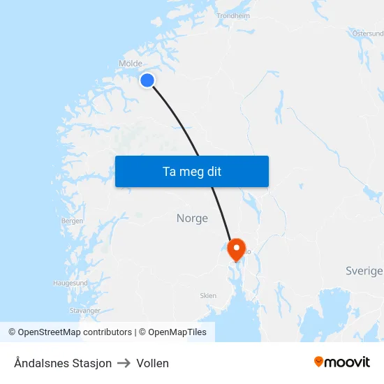 Åndalsnes Stasjon to Vollen map