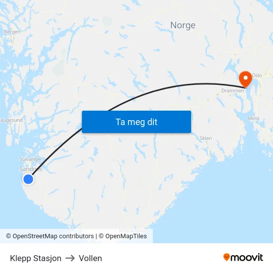 Klepp Stasjon to Vollen map
